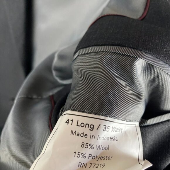Wilke‎ Rodriguez Blazer Suit Men's 41 Long 35 Waist Wool Blend Gray Adults - Picture 5 of 9